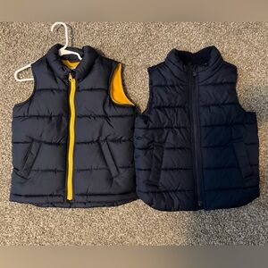 Old Navy Kids Puffer Vests - Navy and Yellow